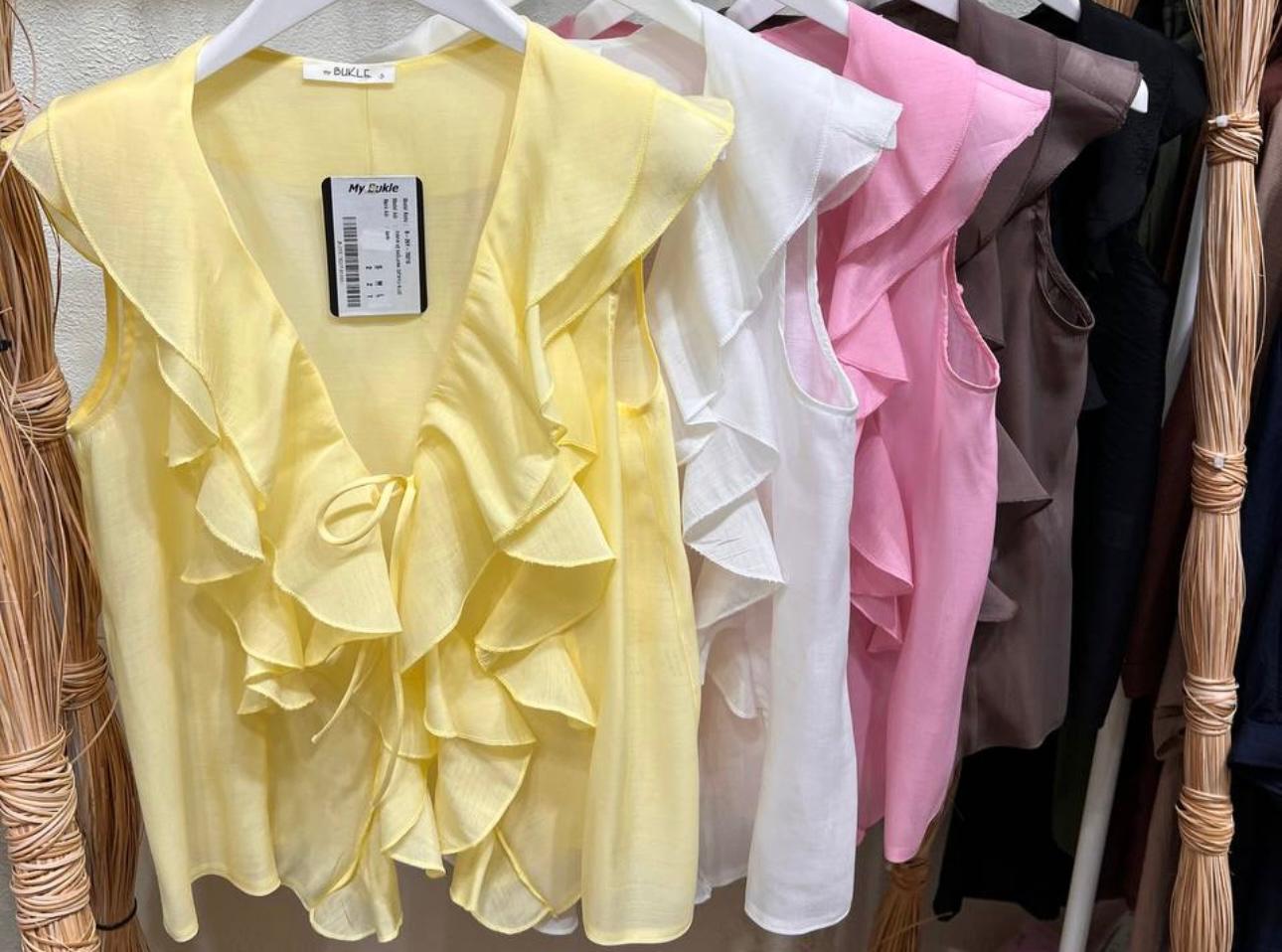 Fırfırlı Bağlamalı Bluz Kahverengi